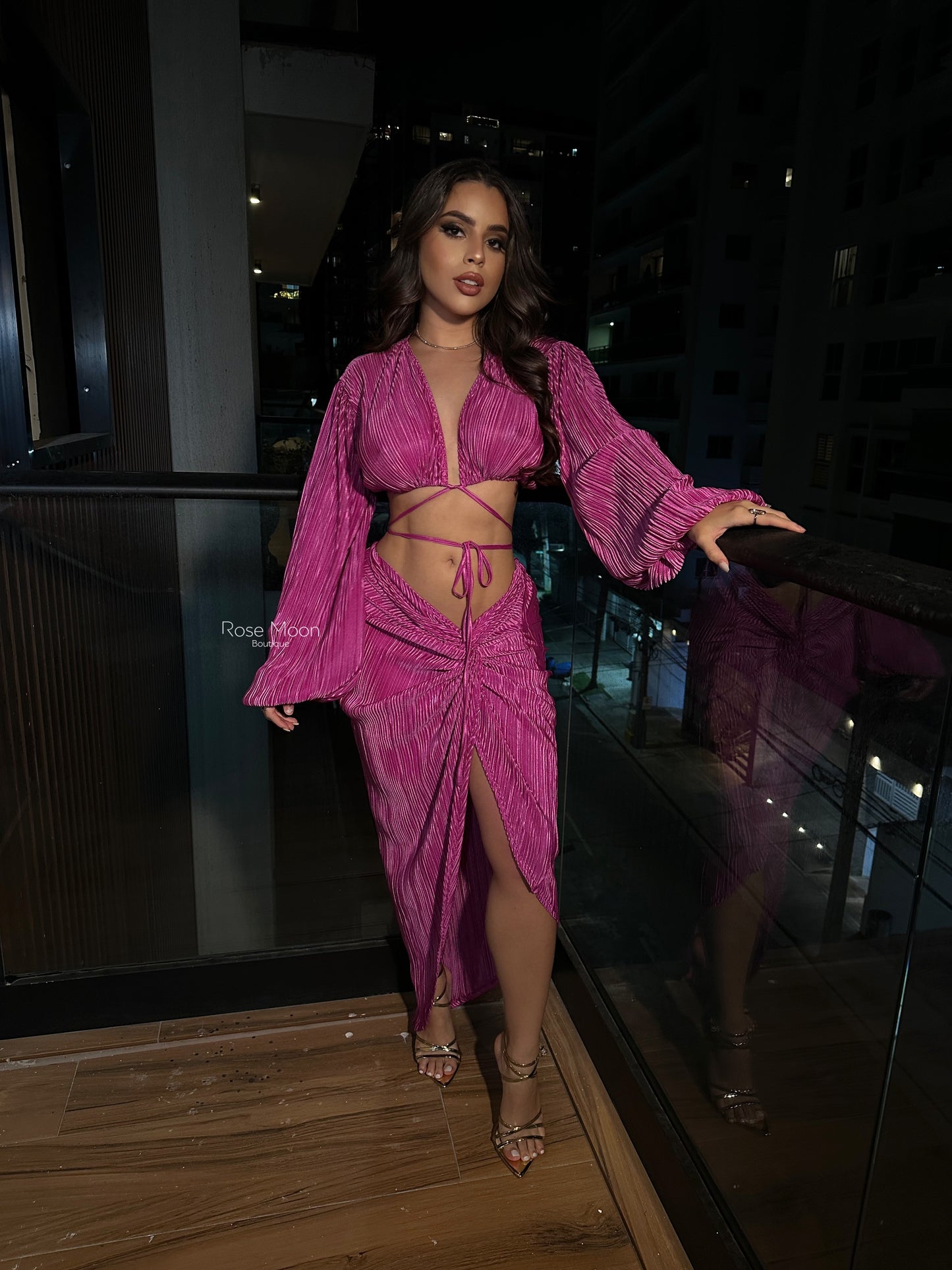 Set rayado Black and Fucsia