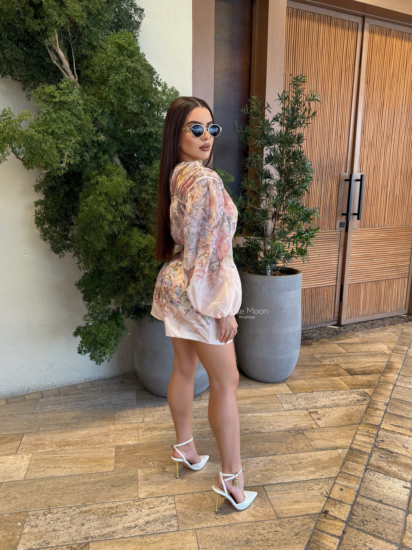Set shorts floral cinturón