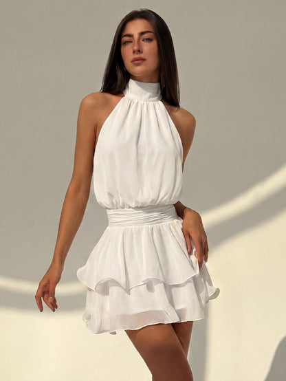 OPEN BACK MINI DRESS WHITE