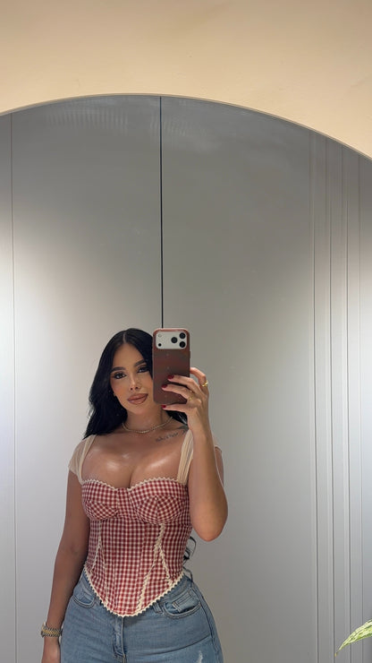 Plaid Corset Red