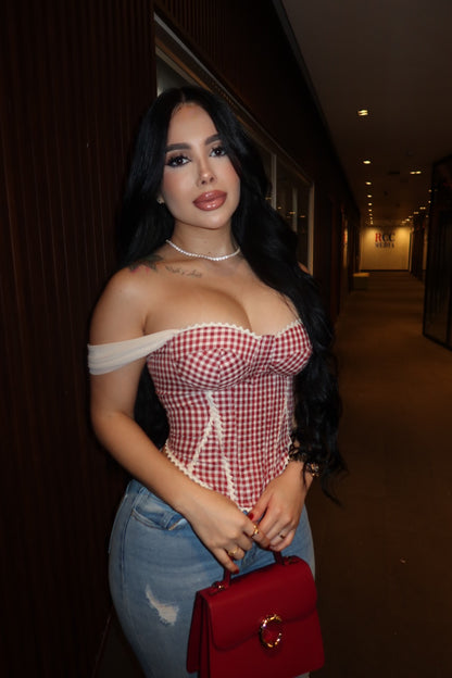 Plaid Corset Red