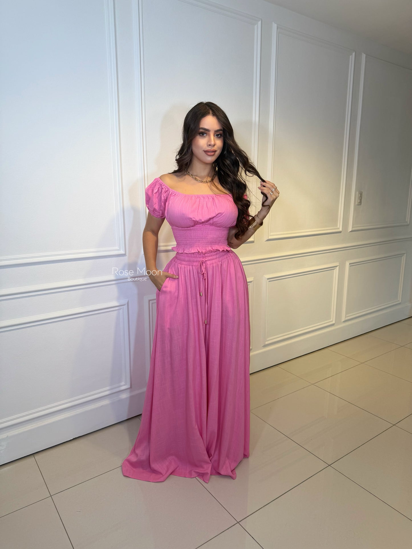 Set pants fucsia plain