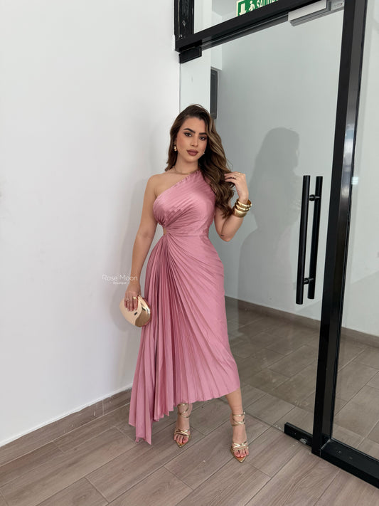 Shoulder Dress Rose/White/Butter