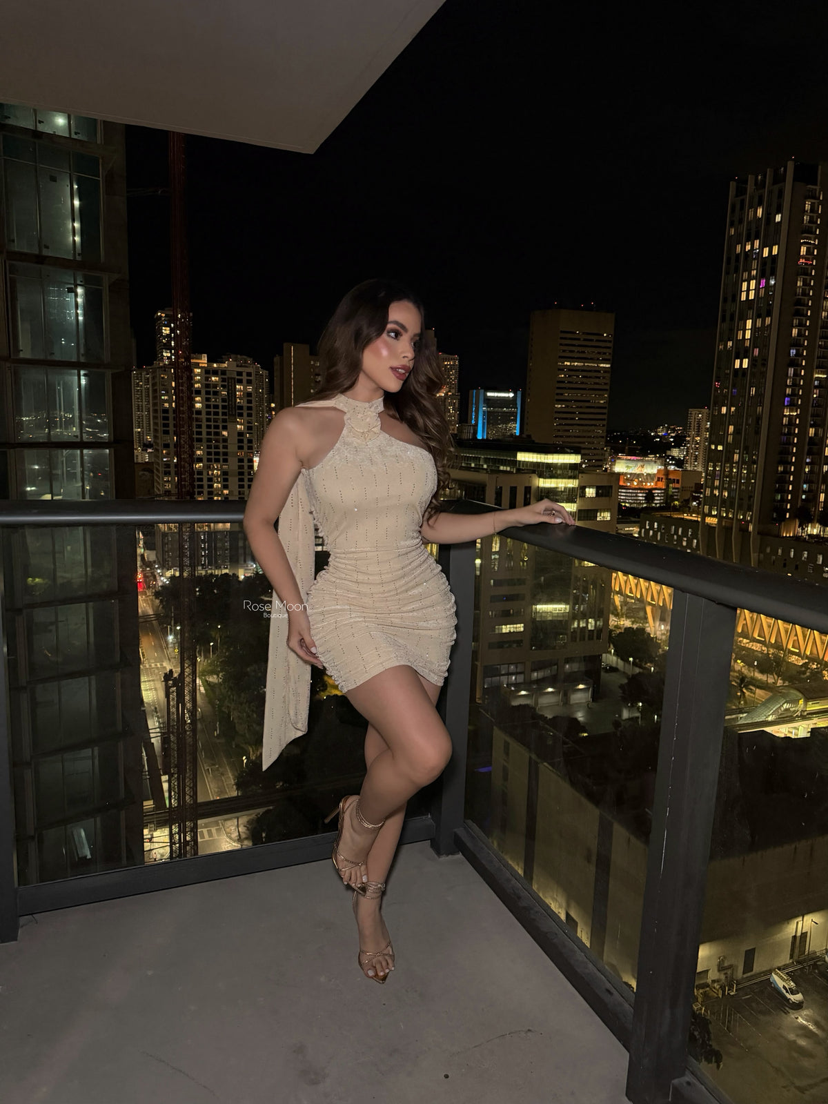 ROSETTE MINI DRESS CREAM