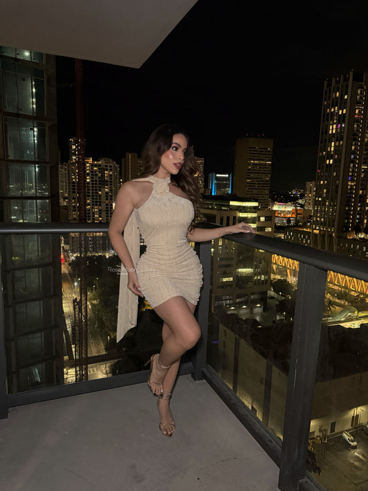 ROSETTE MINI DRESS CREAM
