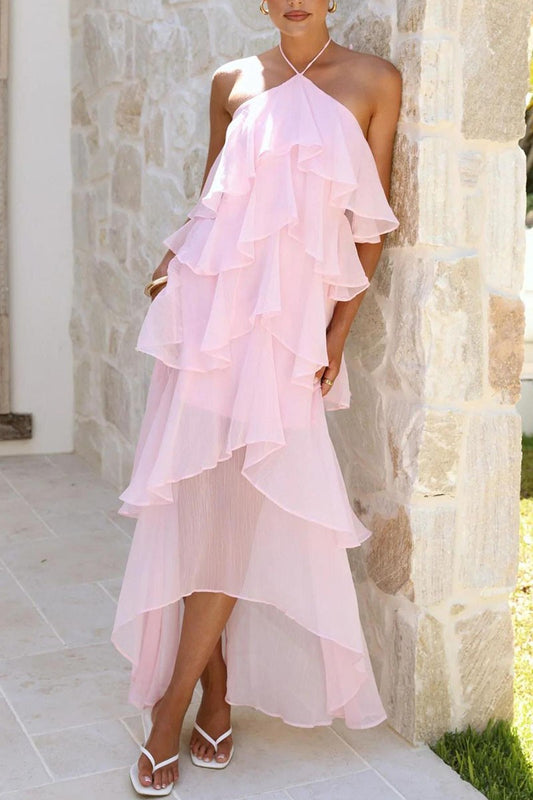 HALTER MAXI DRESS PINK